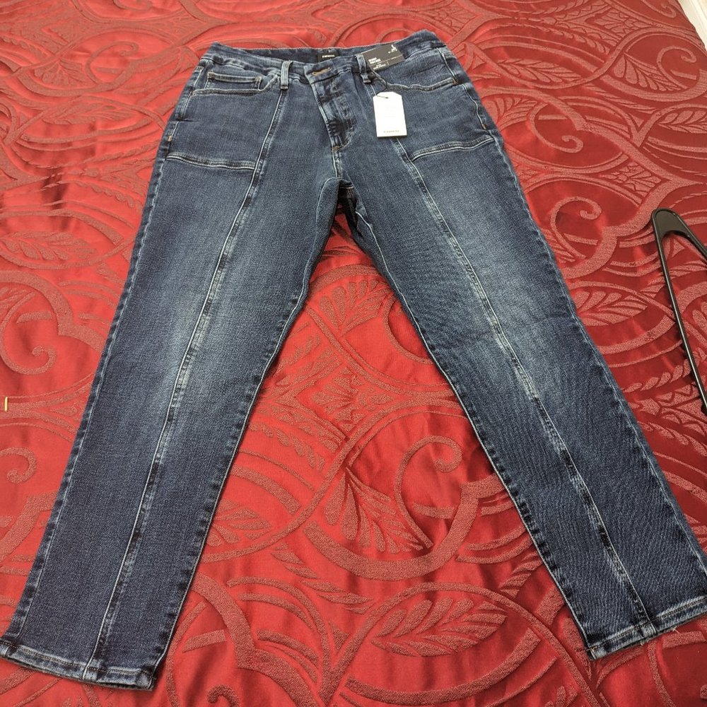 EXPRESS High Waisted Dark Wash Front Seam FlexX Skinny Jeans - NEW W TAGS